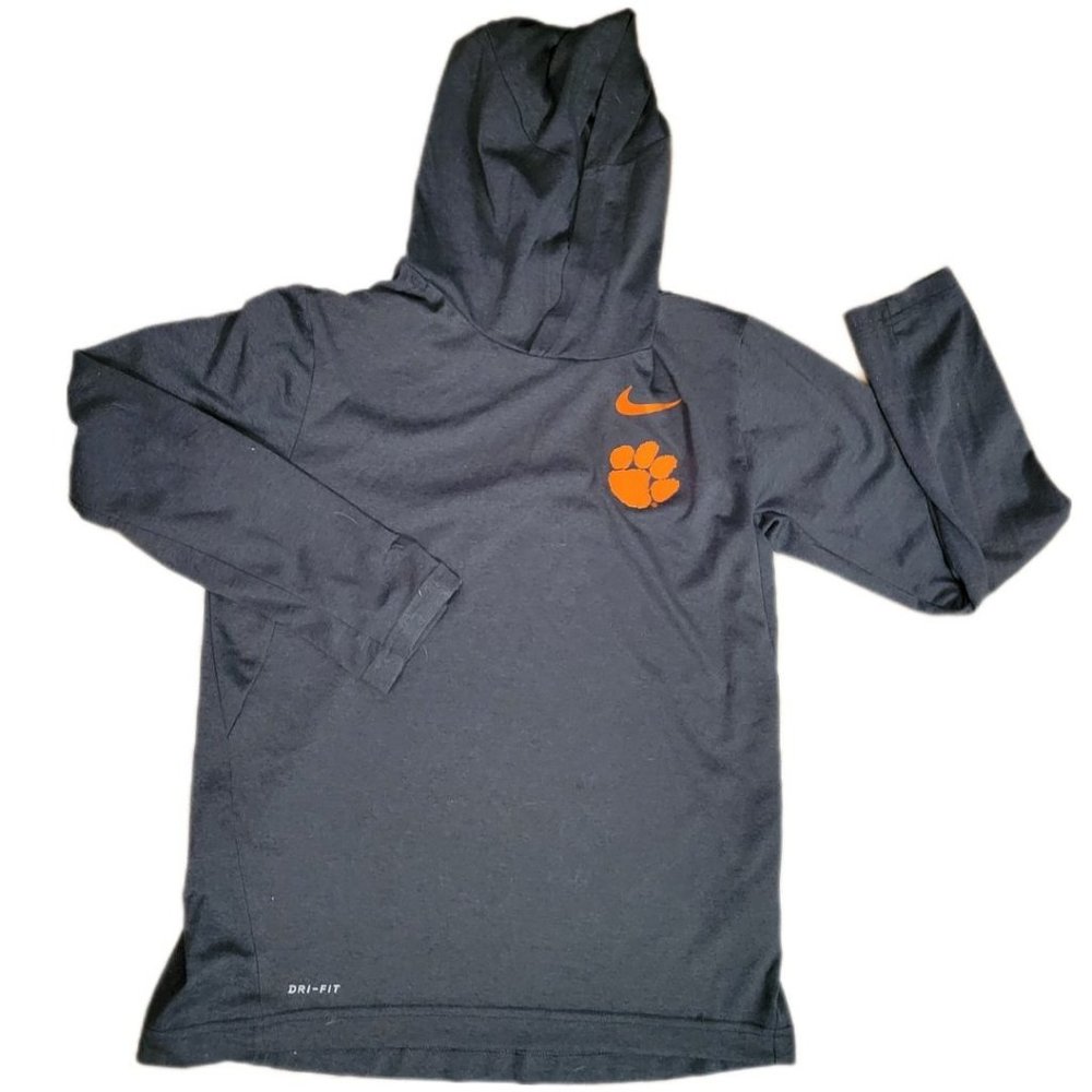 Clemson University Tigers Nike Dri fit gray hoodie shirt Size Large drifit